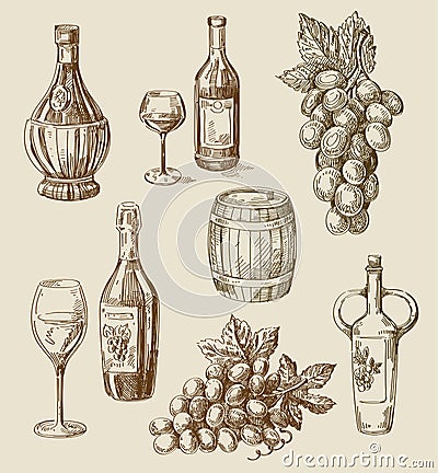 Wine doodle Vector Illustration