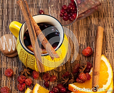 Wine and dried fruits composition Stock Photo