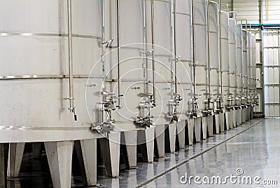 Wine fermentation tanks Stock Photo