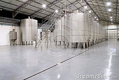 Wine fermentation tanks Stock Photo