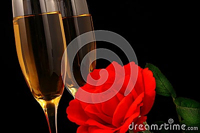 Wine and Flowers Stock Photo