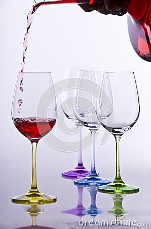 Wine glases with decanter Stock Photo