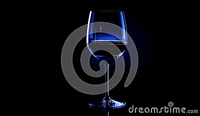 Wine glass on black background with side light. Professional photo concept. AI generated Stock Photo
