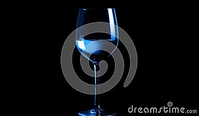 Wine glass on black background with side light. Professional photo concept. AI generated Stock Photo