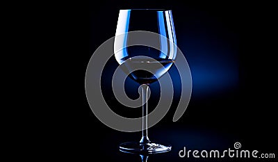 Wine glass on black background with side light. Professional photo concept. AI generated Stock Photo