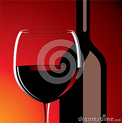 Wine glass and bottle Vector Illustration