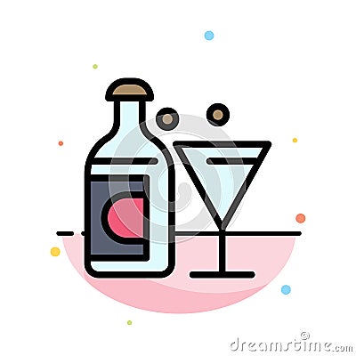 Wine, Glass, Bottle, Easter Abstract Flat Color Icon Template Vector Illustration