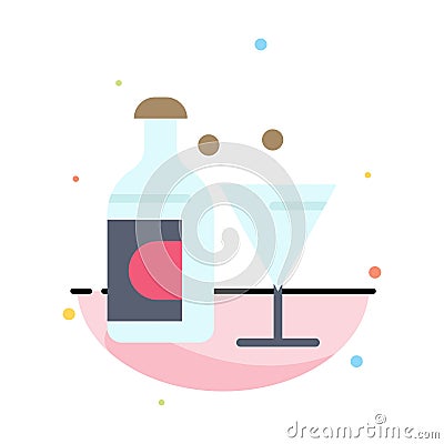 Wine, Glass, Bottle, Easter Abstract Flat Color Icon Template Vector Illustration