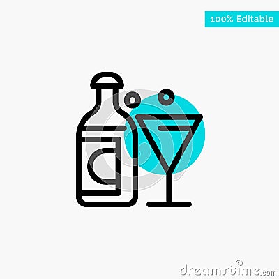 Wine, Glass, Bottle, Easter turquoise highlight circle point Vector icon Vector Illustration