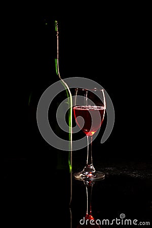 Wine glass and bottle sillouette, Pune, Stock Photo