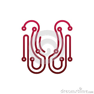 Wine Glass Circuit Technology logo design, wine simple line logo template, suitable for your brand, business and etc Vector Illustration