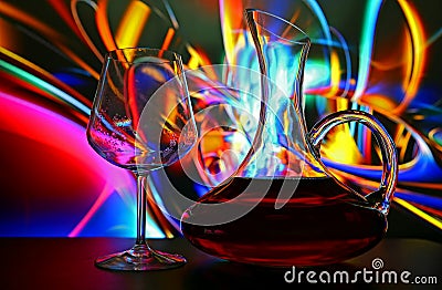 Wine glass and decanter Stock Photo