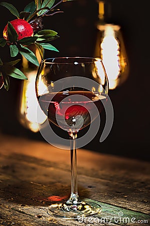 Wine glass and garnet Stock Photo