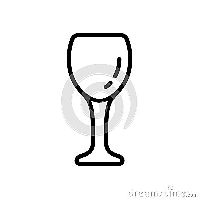 Wine glass icon. Thick linear logo of alcohol. Black simple illustration of goblet for drink, drunkenness. Contour isolated vector Vector Illustration