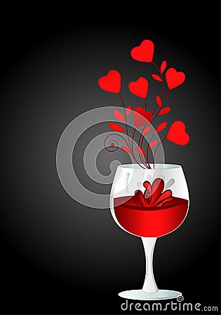 Wine glass with heart Vector Illustration