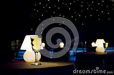 Wine glass and lamp Stock Photo