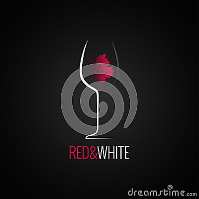 Wine glass logo design. Wine leaf red and white concept background Vector Illustration