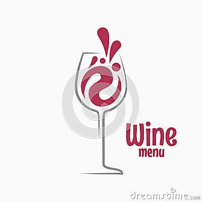 Wine glass logo. Splash of red wine vector Vector Illustration
