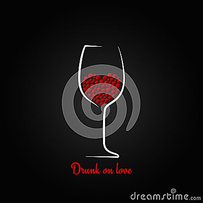 Wine glass love concept design background Vector Illustration