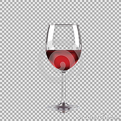 Wine glass with red wine, transparent vector illustration. Vector Illustration