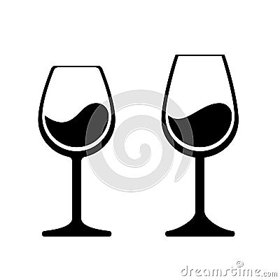 Wine glass vector icons. Isolated wineglass alcohol beverage sign Vector Illustration