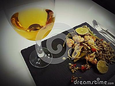 Wine glass whitewine glasswine lunch dinner romantic alcohol drink Stock Photo