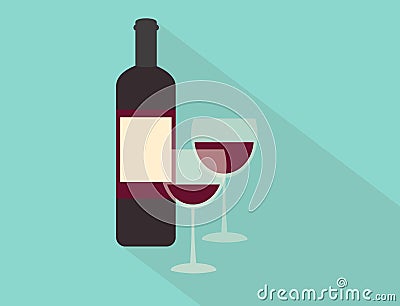 Wine and glasses Vector Illustration