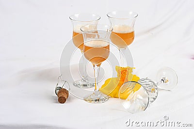 Wine Glasses and lily Stock Photo