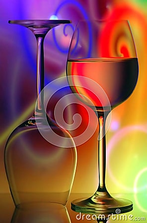 Wine Glasses Vivid Background Stock Photo