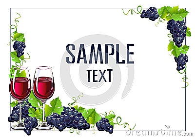 Wine and grapes realistic vector still life Vector Illustration