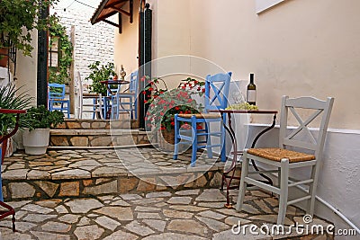 Wine and grapes on the table Parga Stock Photo