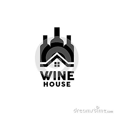 Wine House Logo Design Inspiration Vector Illustration