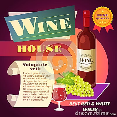 Wine house poster Vector Illustration