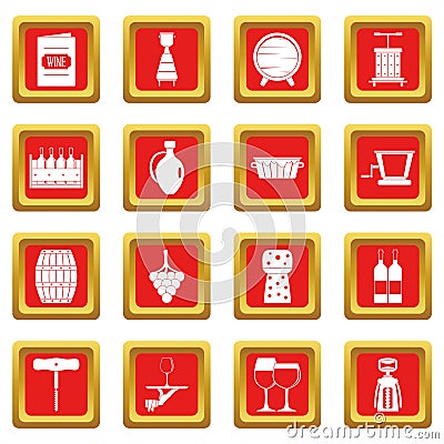 Wine icons set red Vector Illustration