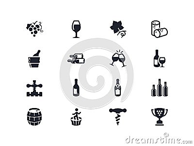 Wine industry icons. Lyra series Vector Illustration