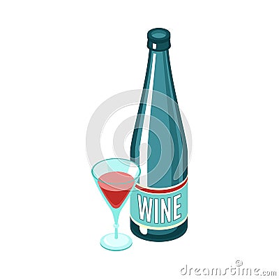 Wine Isometric Icon Vector Illustration