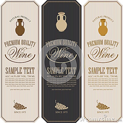 Wine label with jug clay Vector Illustration