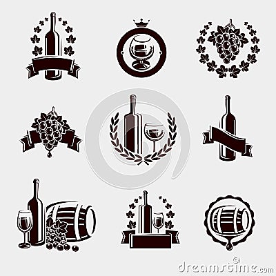 Wine labels set. Vector Vector Illustration