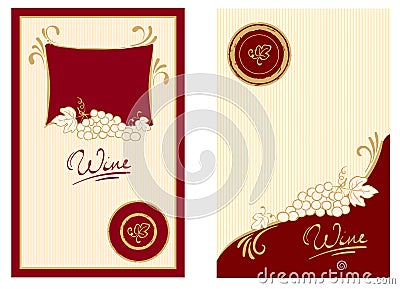 Wine labels with swirls Vector Illustration