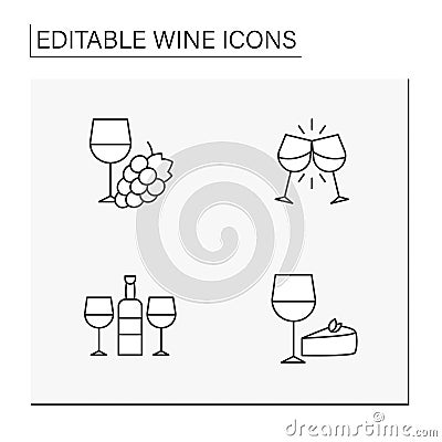 Wine line icons set Vector Illustration
