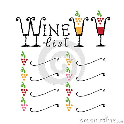 Wine list Vector Illustration