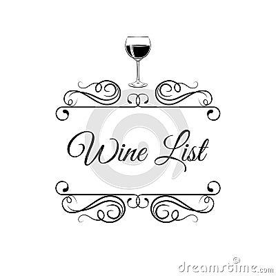 Wine List Glass. Badges and label alcohol icon. Vector Vector Illustration