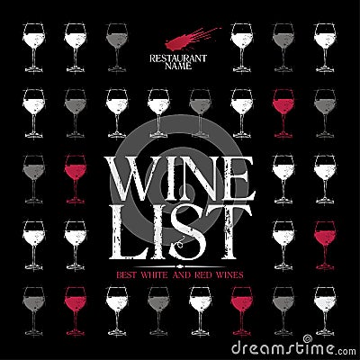 Wine List Menu template. Vector Illustration