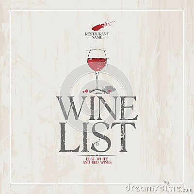 Wine List Menu template. Vector Illustration