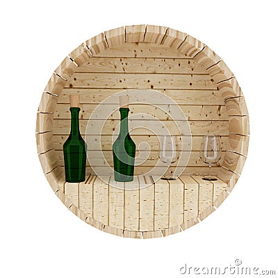 Wine oak barrel decoration in 3D render image Stock Photo