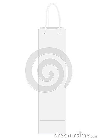 Wine Paper Bag with Handle Vector mock up, White Paper Bag with Handle Vector. Vector Illustration