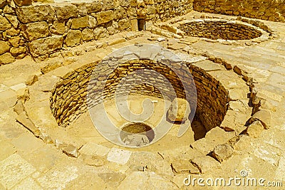 Wine press in the ancient Nabataean city Shivta, Negev Desert Editorial Stock Photo