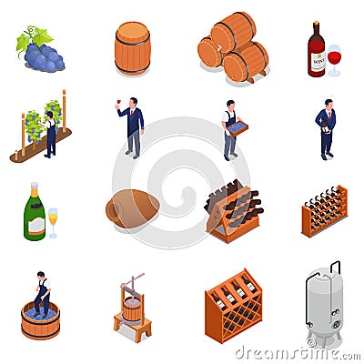 Wine Production Set Vector Illustration