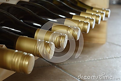 Wine on a rack Stock Photo