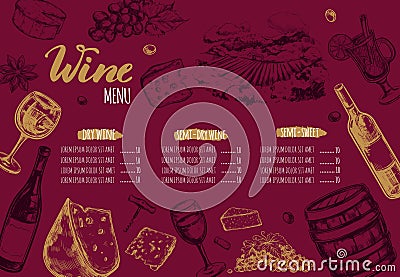 Wine Restaurant Menu 1 Vector Illustration